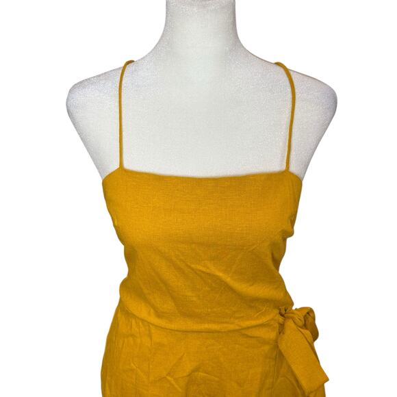 Express Dress Womens Small Yellow Mini Strappy Linen Feminine Boho Flapper Beach - Picture 2 of 12